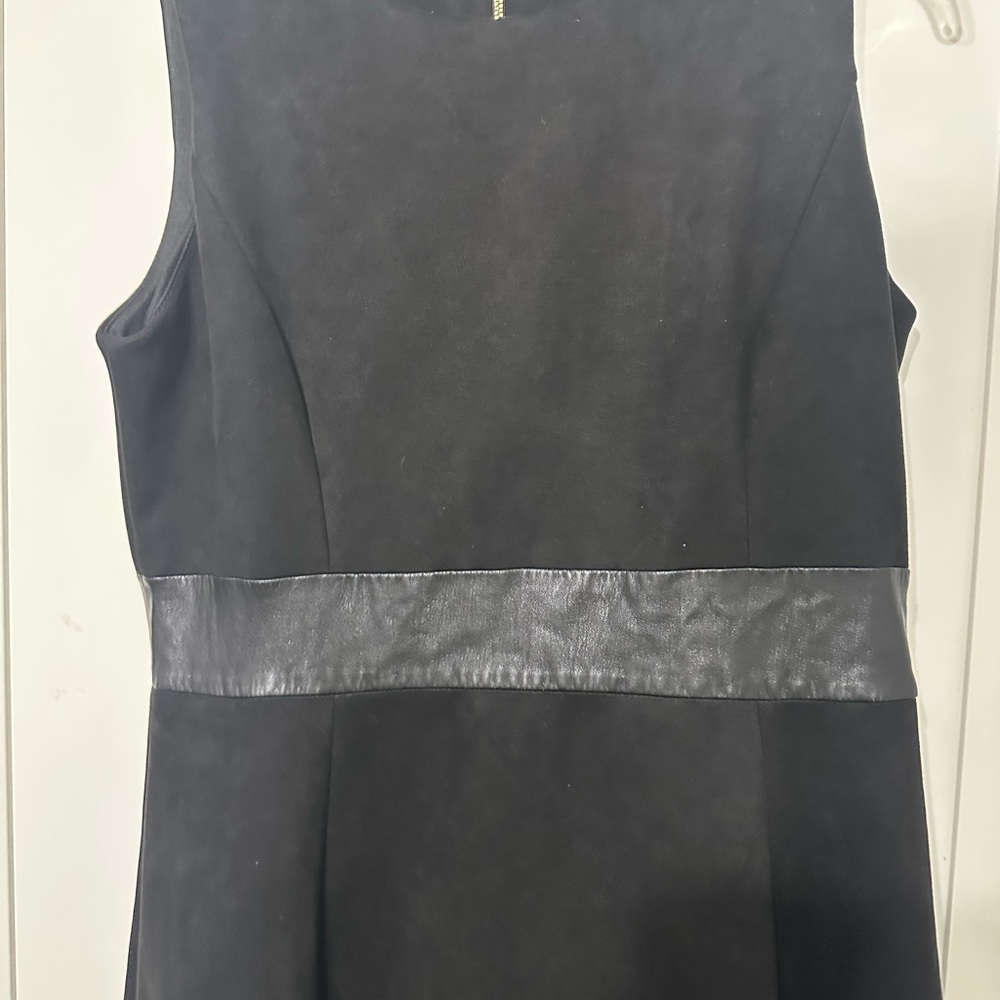 Calvin Klein Black Dress with Leather Accent - Picture 4 of 5